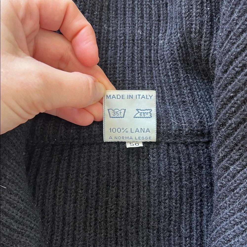 Cozy Funnel Neck Zip up Sweater Navy Blue - Picture 6 of 6